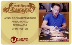 Arnold Schwarzenegger Signed ''The Terminator'' Movie Poster From 1984